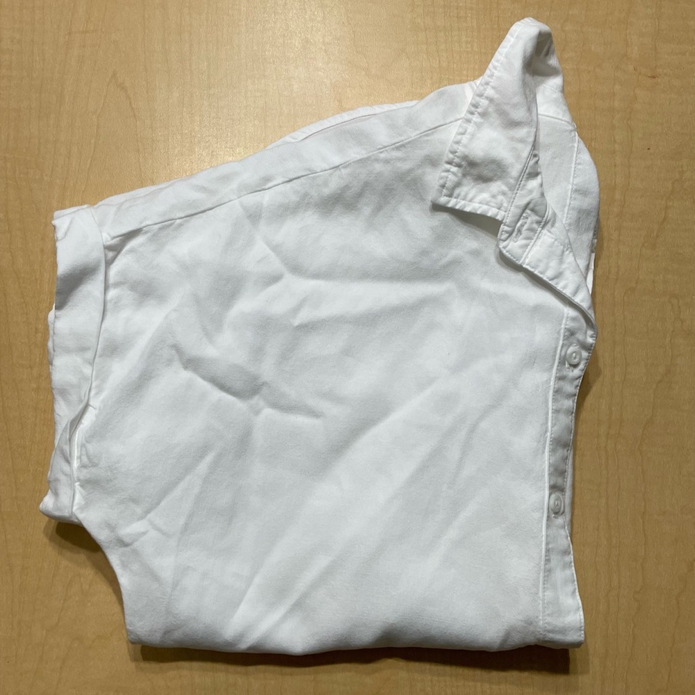 Cloth & Stone Crisp White Rolled Short Sleeve Point Collar Button Down Top Small - Picture 2 of 10